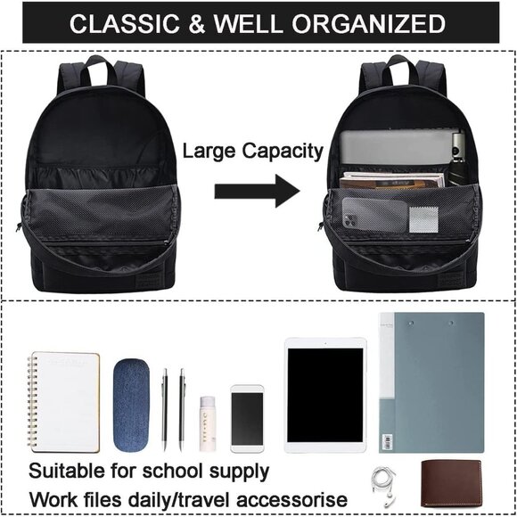 ? Women Black Casual Laptop Backpack USB Charging Port Lightweight Bookbag main image 4